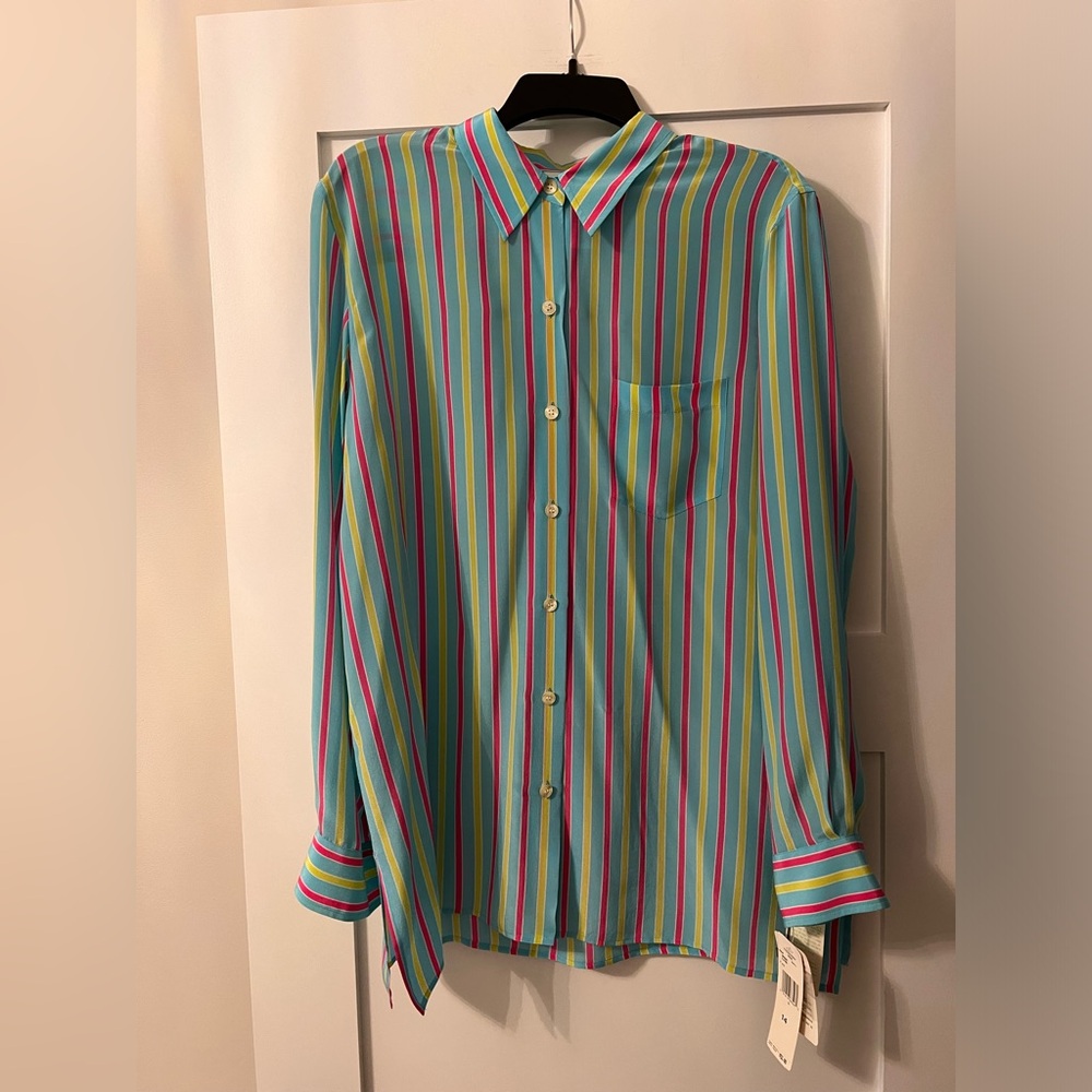 Evan-Picone long sleeve colorful stripped blouse